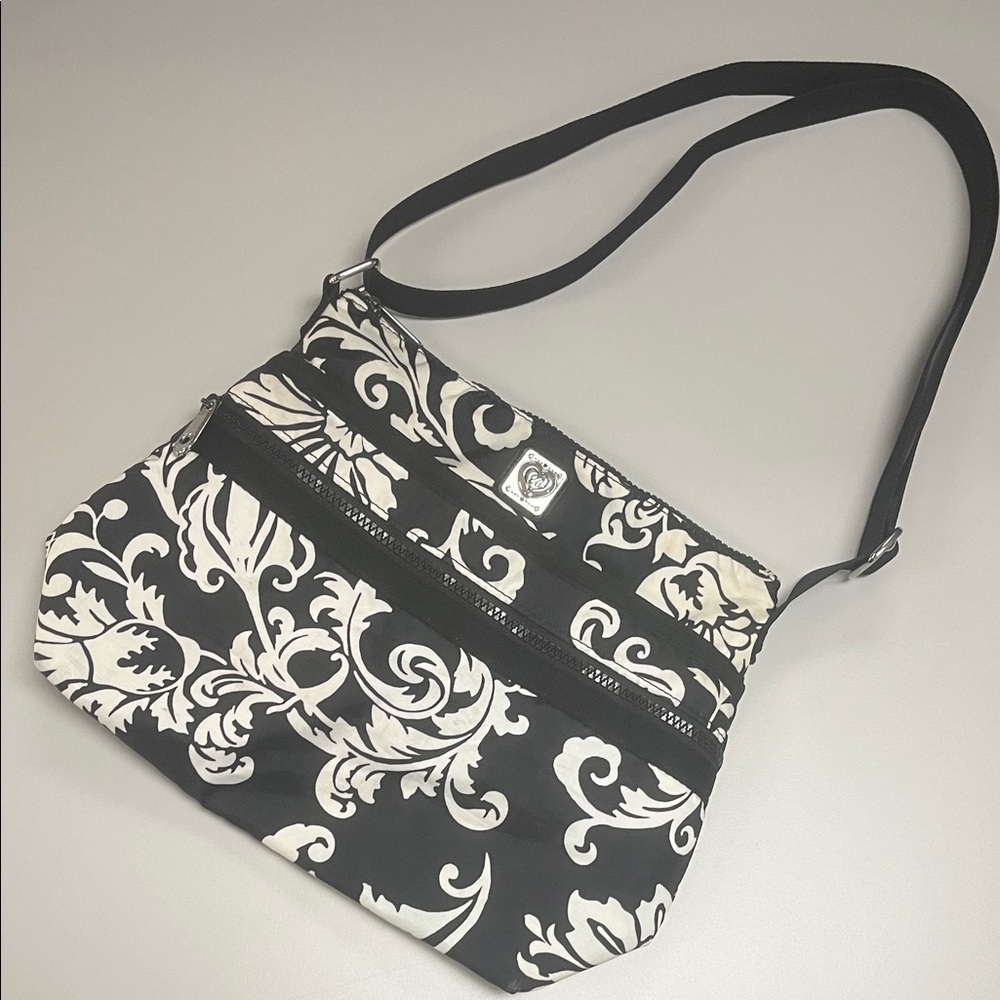 Brighton Nylon Black and White Patterned Shoulder / Crossbody Bag